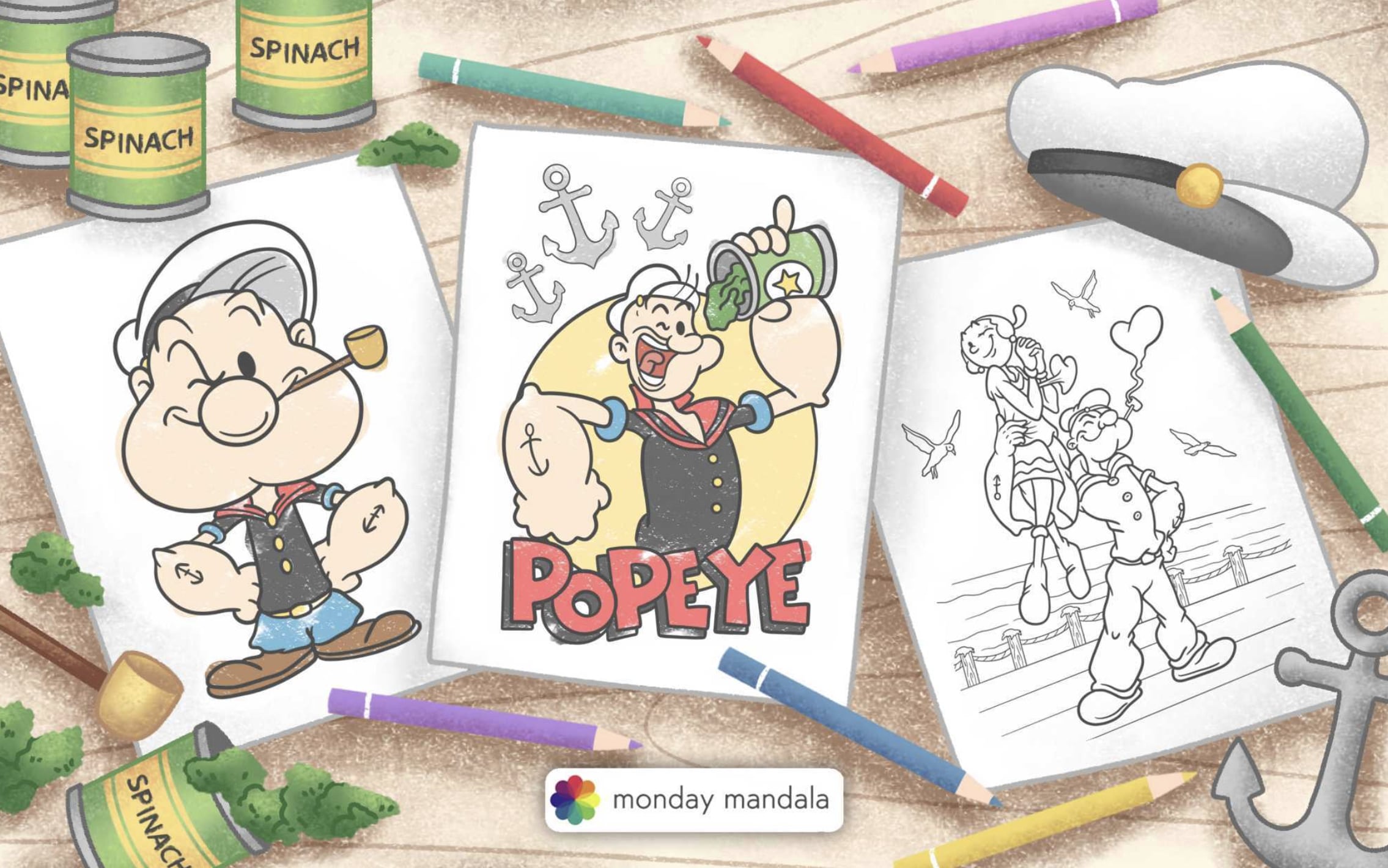 popeye coloring pages featured image