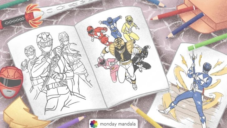 power rangers feature image coloring pages
