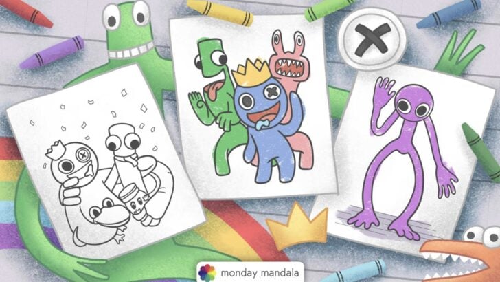 rainbow friends coloring pages feature image