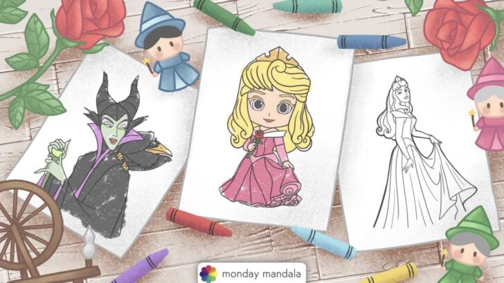 sleeping beauty coloring pages feature image