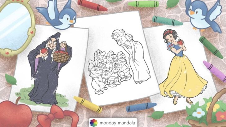 snow white coloring pages feature image