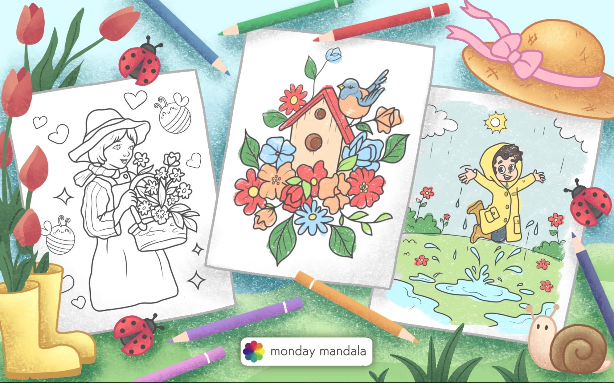 spring coloring pages feature image