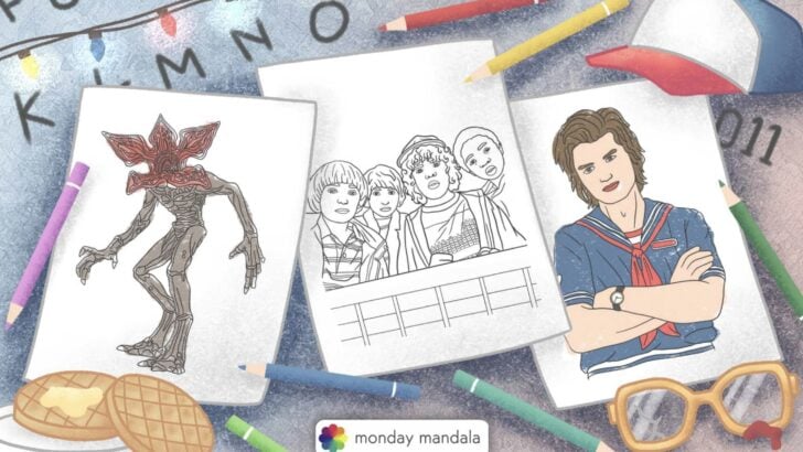 stranger things coloring pages featured image