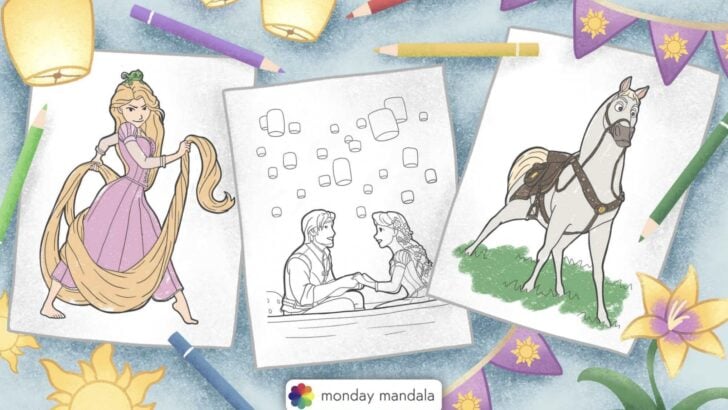 tangled coloring pages feature image