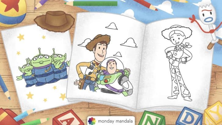 toy story coloring pages feature