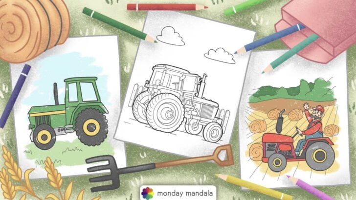 tractor coloring pages feature image