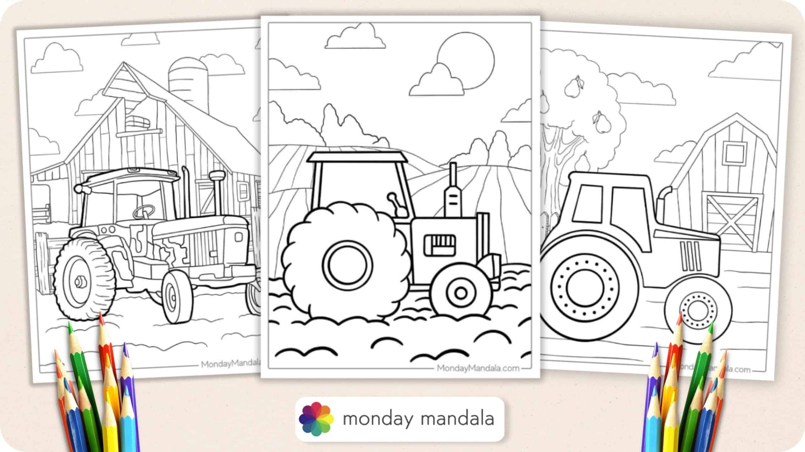 John Deere Tractor coloring and free printable for kids of all ages