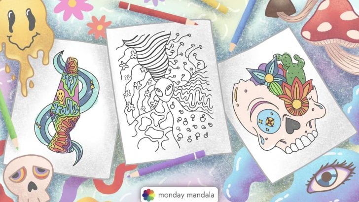 trippy coloring pages feature image