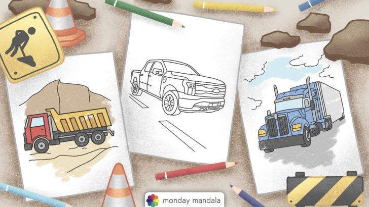 truck coloring pages feature image
