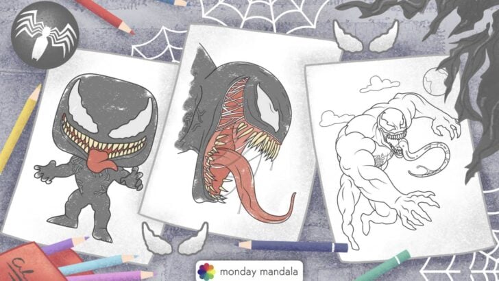 venom coloring pages feature image