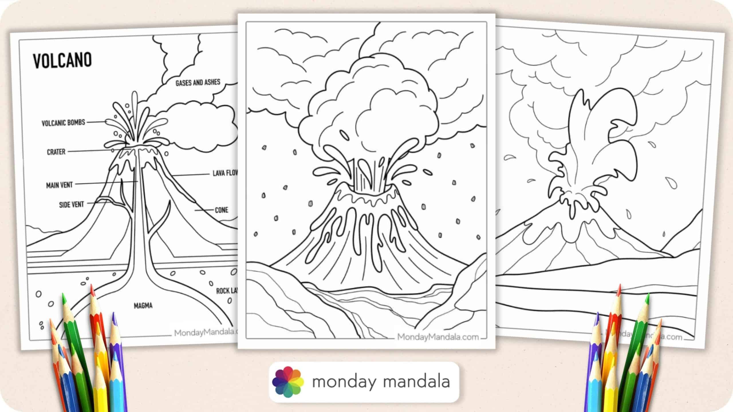 volcano drawing and labels