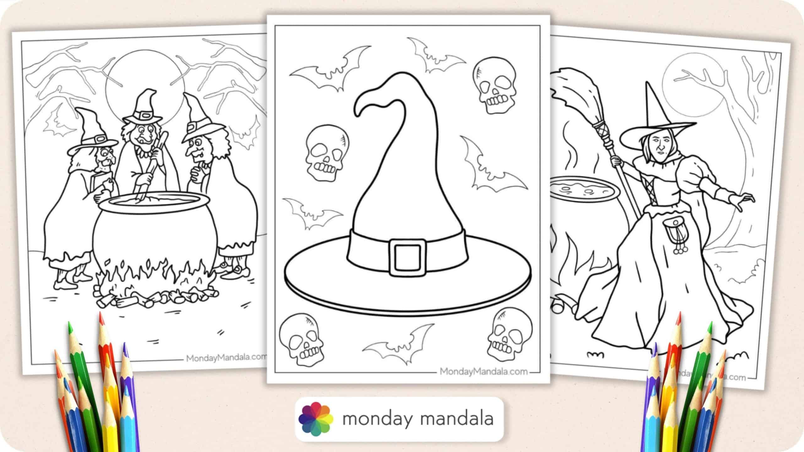 Witches & Pumpkins - Halloween Coloring for Adults (Digital PDF